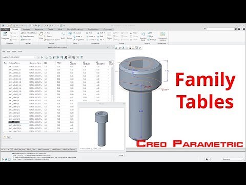 Creo Parametric - Family Tables | Part Modeling