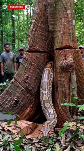 Big Tree, Big Snake Inside! #woodworking#chainsaw#treecutting