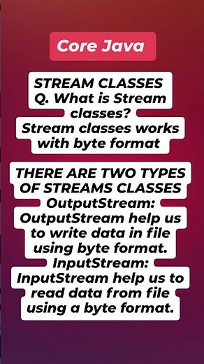 Understanding Stream Classes Working with Byte Format for File Input and Output Core Java Tutorial