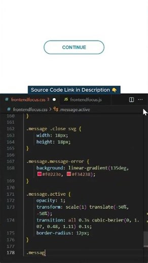 💡 Flash Message Animation | Success & Error Popup Effect Using HTML, CSS & jQuery ⚡#shorts