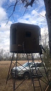 The Millennium Treestands Buck Hut features 7’ standing space, adjustable windows, a heavy-duty waterproof softshell, adjustable legs for leveling on uneven ground. Where would you put yours? #treestands #MillenniumTreestands #offseason video: Buckmasters | Millennium Treestands