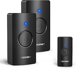 TECKNET Wireless Doorbell 1312FT, IP67 Waterproof Classroom Doorbell Battery-Powered Door Bell, 60 Chimes 5-Level Volume, 4.5-year Battery Life, Electric Doorbells No Plug-in Required for Home