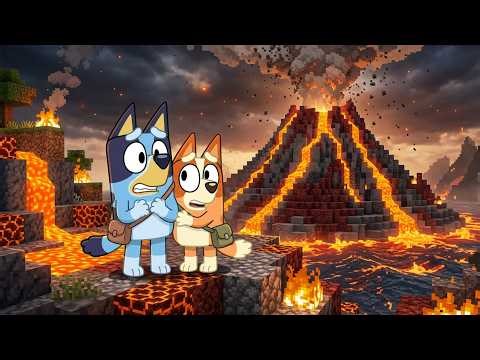 Bluey & Bingo SURVIVE on a VOLCANO ISLAND in Minecraft!