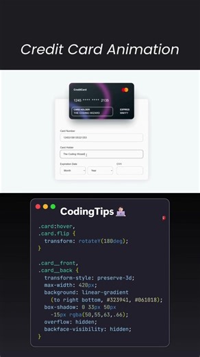 Credit Card Animation 💳 Source Code Link in bio🔥💥#credit #cards @CodingTips-404 #ai #animation