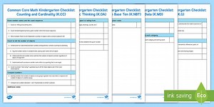 Kindergarten Common Core State Standards Math Checklist