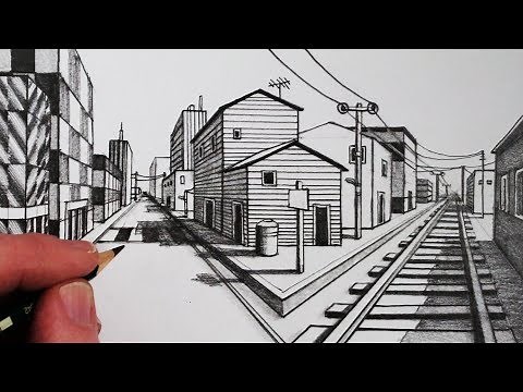 How to Draw Road and Railway in 1-Point Perspective: Narrated Step by Step