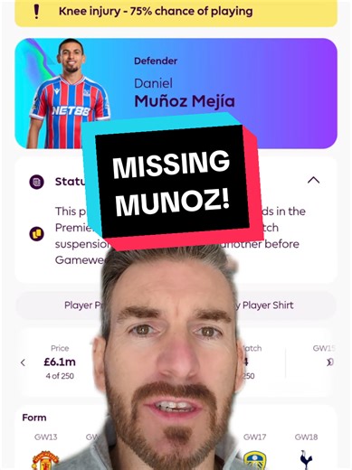 Missing Munoz! #fpl #munoz #fpltok #crystalpalace #fplcommunity