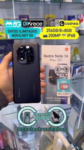 CC Electronic Shop on Instagram: "Xiaomi Redmi Note 14 Pro Plus 5G inicial desde $120 con @somoskrece o @somoscashea más línea Gratis 5G @somosmovilnet_ ¡Súper IA, Súper Cámara! 👻Promo Halloween🎃 Características ✅ 📱Pantalla: Curva 6.67” Flow Amoled HDR10+ Tasa de Refresco 120Hz Dolby Vision 3000nits Gorilla Glass Victus 2 📸Cámara: Triple 200MP+8MP+2MP 4k Selfie 20MP HD 🖥Procesador: Qualcomm SM7635 Snapdragon 7s Gen 3 4nm Octa-core 2.5GHz 🗄Almacenamiento y RAM: 512GB/256GB RAM 12GB/8GB 💻