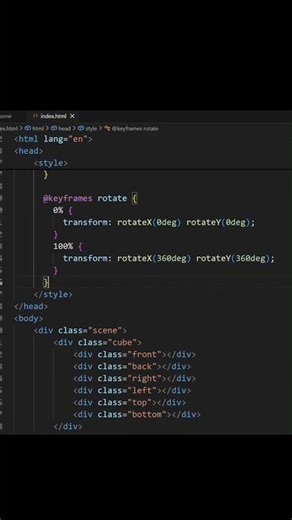 Full 3D ROTATING Cube Using Pure HTML & CSS | Neon Hologram Effect | No JavaScript Needed