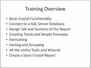 Crystal Reports Training Overview