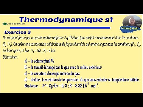 Thermodynamique S1 Exercice 3
