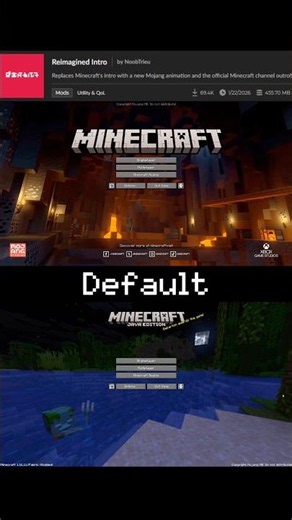 Default Minecraft title screen vs improved title screen #minecraft