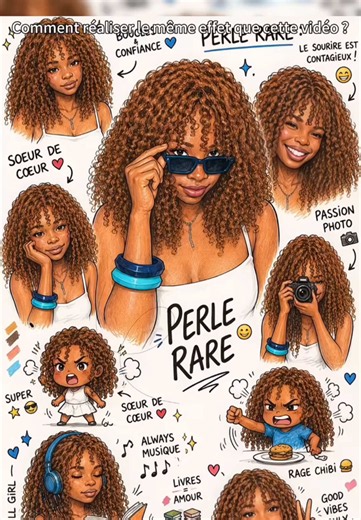 🎧 Crée ton propre effet fiche personnage dessinée avec l’IA ! ✨ Tendance ultra virale du moment, tuto AI character sheet et selfie to sketch edit façon carnet d’artiste, avec une fille calme, discrète, observatrice, un peu têtue et 100% elle-même 🖤. Transforme tes photos en planche de personnage stylée avec poses selfie, outfit noir streetwear, pantalon baggy, sneakers, petit sac, bijoux dorés, mini avatar chibi, gribouillis mignons, notes manuscrites, mood chill et vibes R&B slow 🎶. Fais ton