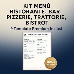 Restaurant, Pizzeria, and Bar Menu Kit – 9 Canva & Powerpoint Templates – Daily Menu, Desserts, Children's Menu, and Wine List – Printable and Editable - Etsy Canada