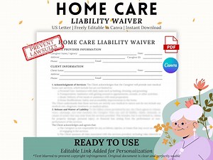 Home Care Liability Waiver Template: Editable Caregiver Form (digital Download) - Etsy