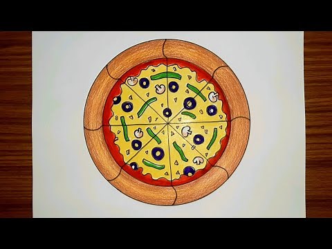 How to draw a PIZZA 🍕 step by step tutorial | Pizza drawing easy |