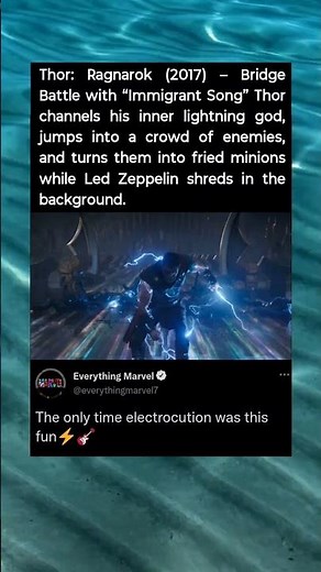 Thor: Ragnarok (2017) – Bridge Battle with “Immigrant Song”Thor channels his inner lightning god