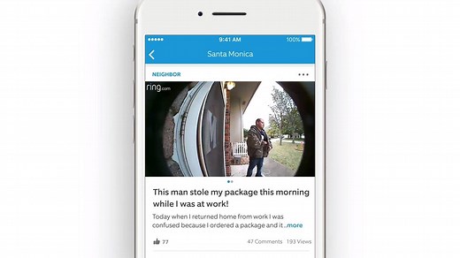 Introducing Ring Neighborhoods, a new feature on the Ring app that gives you real-time crime and safety alerts on your phone. With Ring Neighborhoods, you can easily connect with your neighbors to share any suspicious events going on in your community. If you see something, share something, and together, we can all play a part in reducing crime in our neighborhoods. Download the free Ring app now at https://ring.com/neighborhoods. | Ring