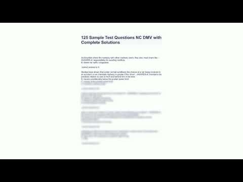125 Sample Test Questions NC DMV with Complete Solutions25