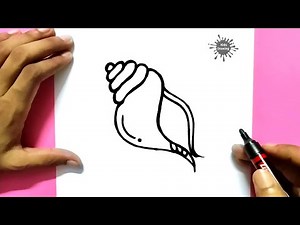 How to Draw conch shell step-by-step tutorial | Conch drawing