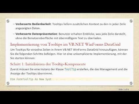 So fügen Sie Tooltips zu Zeilen in einem VB.NET WinForms DataGrid hinzu