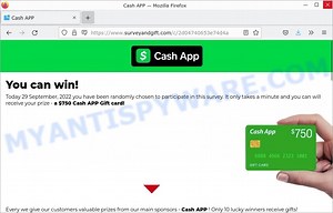 $750 Cash App Survey POP-UP Scam (Virus removal guide)