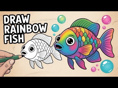 How to Draw a RAINBOW FISH 🌈 | Easy Drawing Tutorial for Kids | Step-by-Step Art Lesson