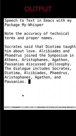 Whisper: A simple Emacs package that provides speech-to-text functionality using Whisper.cpp.
