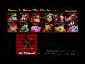 Super Smash Bros 64 Captain Falcon Board The Platforms 20.87 [World Record]