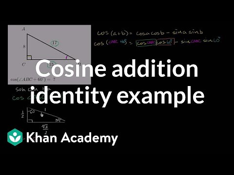 Cosine addition identity example | Trig identities and examples | Trigonometry | Khan Academy