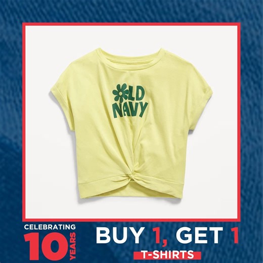 Old Navy logo from head to toe definitely runs in the fam! Last day to enjoy Buy 1 Get 1 on all T-Shirts, 30% off storewide and 40% off on 3 or more items as our gift this Old Navy Anniversary! | Old Navy