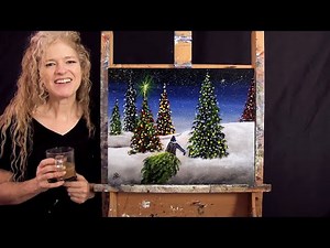 Learn How to Paint "PICKING THE PERFECT TREE" with Acrylic - Paint and Sip at Home - Step by Step