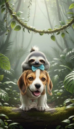 Little Puppy & Sloth in the Jungle 🐶🦥🌿 Slow Mo Cuddle Moment! Ep. 28