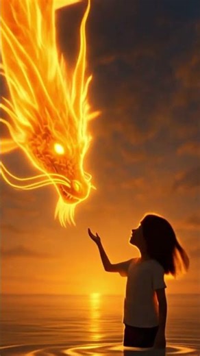 Glowing Dragon Touches Girl’s Hand – Unreal CGI