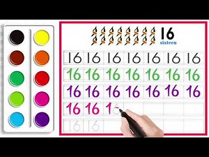 Trace And Learn To Write The Number 16 | Write Number 16 | Math Numbers | Write And Read |