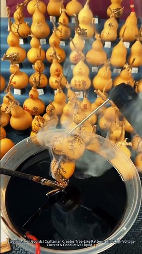 Electric Art on Gourds! Craftsman Creates Tree-Like Patterns with High-Voltage Current