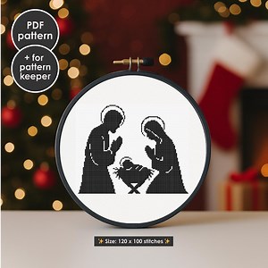 Nativity Cross Stitch Pattern: Holy Family Silhouette (PDF Download) - Etsy UK