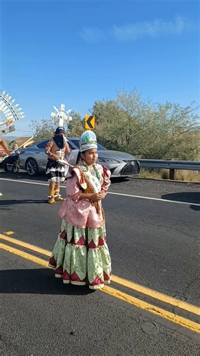 It's a Beautiful day in Fort McDowell. Thank you to the Burnette Crown Dancers for the beautiful blessing. 🖤💙💛🤍 | Miss White Mountain Apache Princess 2025-2026