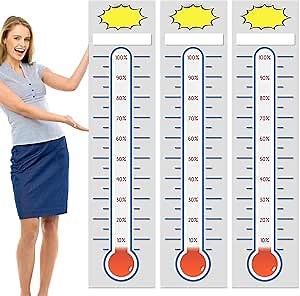 Amazon.com : Gersoniel 3 Pcs Fundraising Thermometer Goal Charts 11" x 46.5" Dry Erase Goal Trackers Chart Thermometer Setting Wall Poster Vinyl Sticker Chart for Home Office(White) : Office Products