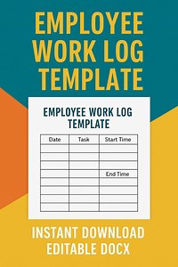 Employee Work Log Template | Daily Time Tracker & Activity Log (printable   Excel) - Etsy