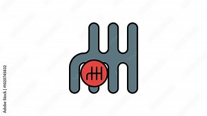 Animated gear shift pattern with five speeds and reverse, useful for car manuals, driving schools, automotive websites, and gearbox instructional materials