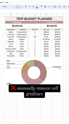 How to remove gridlines to have an aesthetically pleasing looking spreadsheet #googlesheets #googlesheettutorials #spreadsheet #excel #exceltips #spreadsheettricks