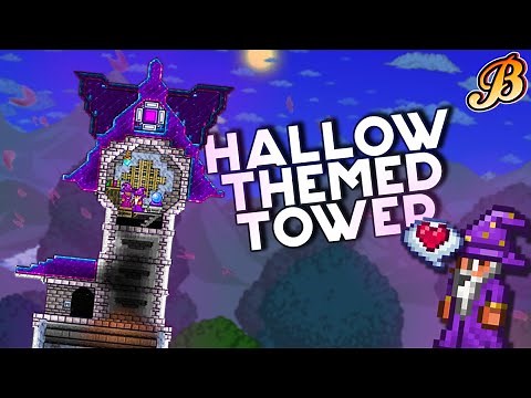 How to Build a Wizard Tower in Terraria | NPC Housing | Terraria 1.4 | Hallow themed build