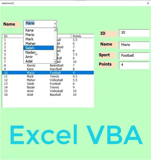 How to use combobox to select and search row in listbox in userform Excel VBA