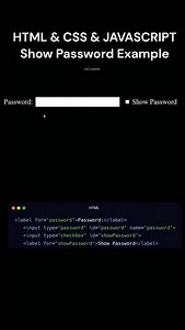 Show and Hide password input - HTML CSS JS Frontend development, web development, HTML, CSS, JavaScript, React #webdev #frontenddev #learntocode #javascript #reactjs #codinglife | De.code.dev