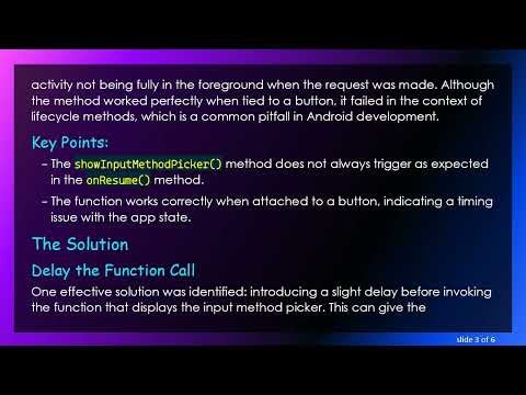 Automatically Displaying the Input Method Picker in Your Android App