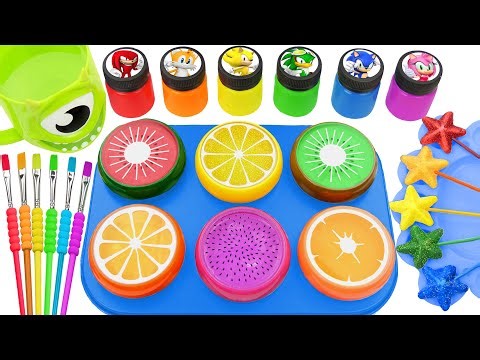 Satisfying Video l DIY How To Make Real Unpacking 6 Slime Fruts Lollipops Stras Blue SPRUNKI ASMR