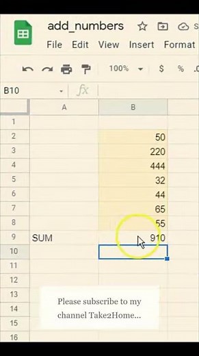 Add numbers in Google Sheets
