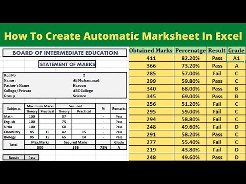 Marksheet In Excel|| How to Create Automatic Marksheet||How to Make Marksheet In Excel.