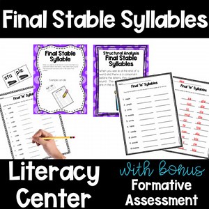 Final Stable le Syllables Hands-On Literacy Center Activity